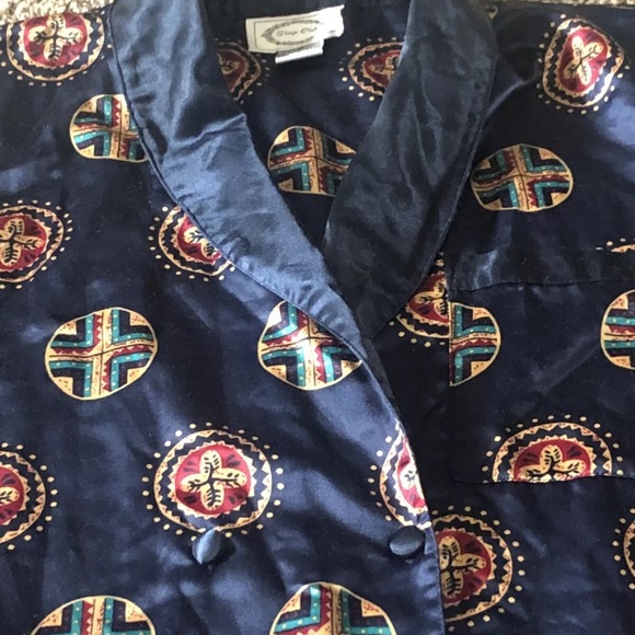 Vintage Sleep Club Satin Sleep Shirt Nightgown Size Medium Navy Kimono 90’s Sz M - Picture 2 of 7